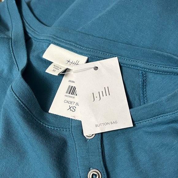 J. Jill Pullover Top Sweater Shirt Tank Cotton Cadet Blue Boat Neck XS-S - Picture 8 of 13